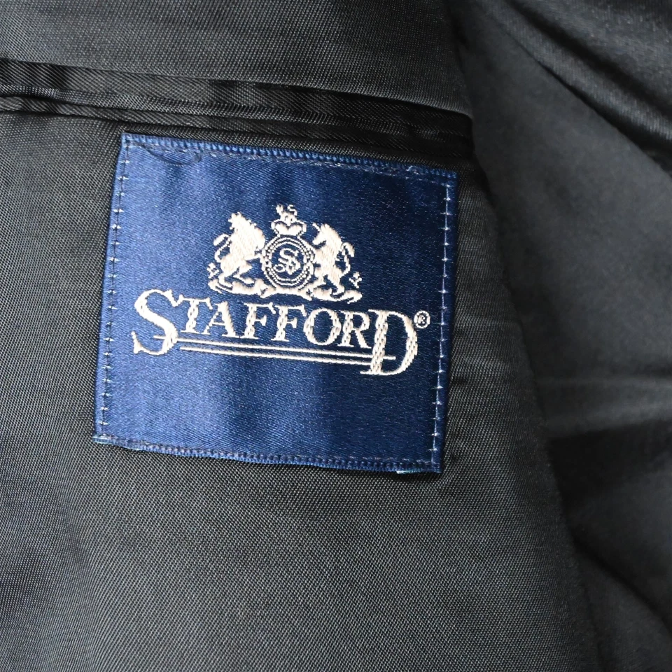 Vtg Stafford 44R Blue Woven Tweed USA Made Mens Blazer Suit Jacket Sport Coat - Image 4 of 4