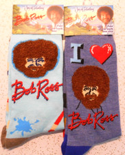 Artist BOB ROSS The Joy of Painting Novelty Crew Socks Unisex Lot of 2 New