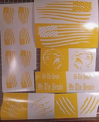 VINYL HIGH BAKE HEAT GUN STENCIL - PATRIOT PACK for Cerakote , DuraCoat , Spray 