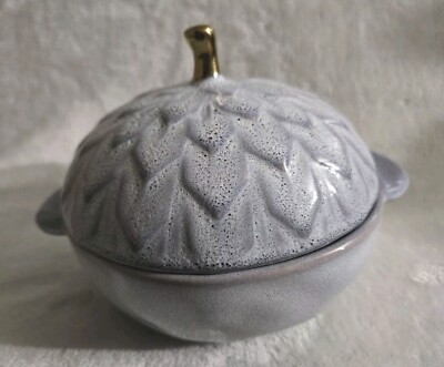 The Bake Shop By Masterclass Ceramic Lidded Bowl Textured Light Gray/Lavender 