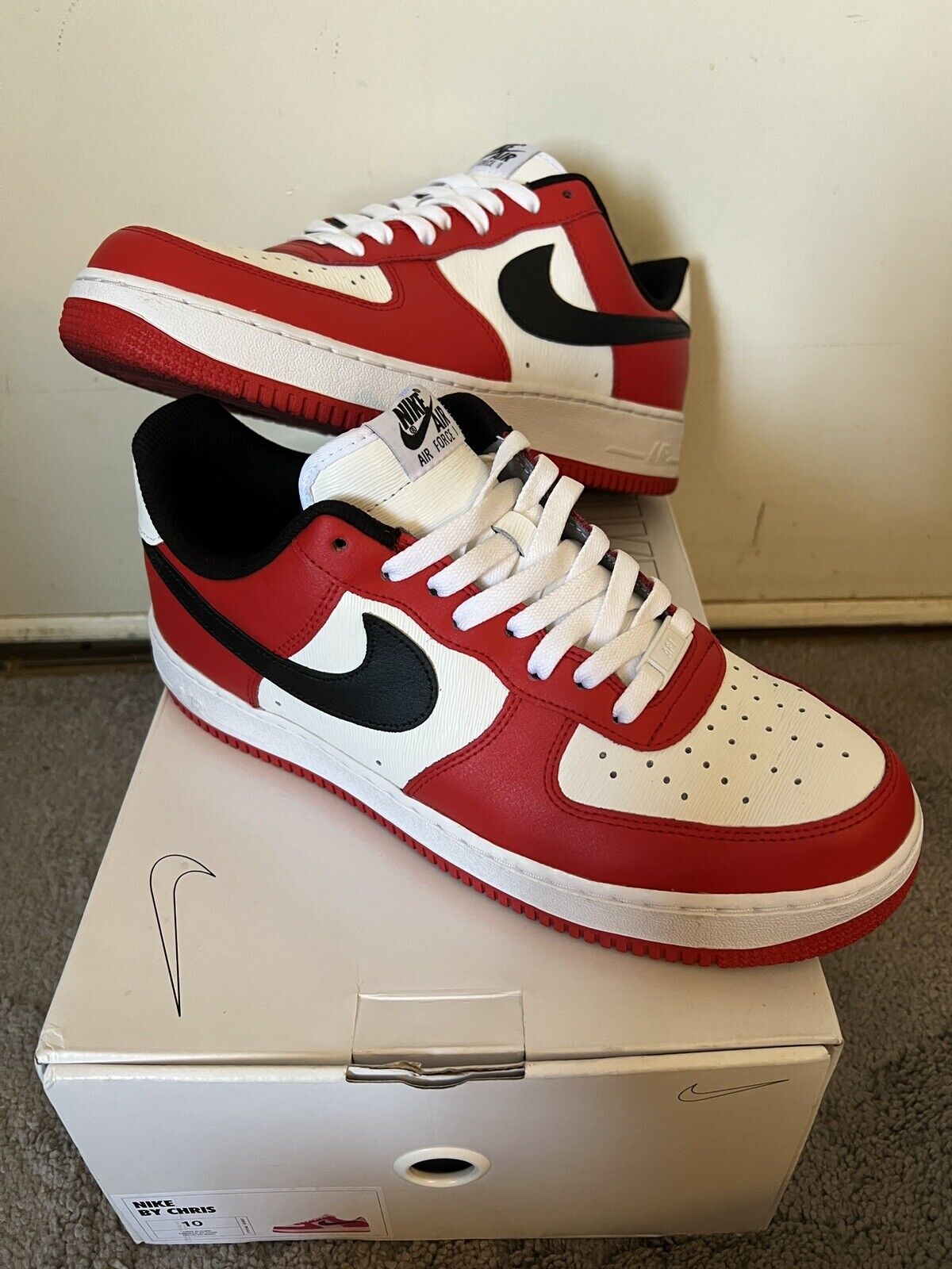 Air Force 1 Low ID By You Chicago Size bred black toe | eBay