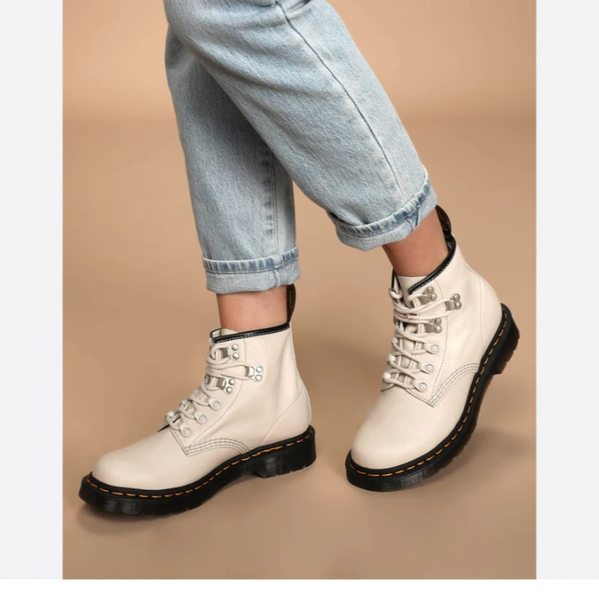 DR. MARTENS 1460 Hardware Virginia Leather Boots in Bone MSRP$195 Soft & Comfy