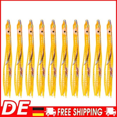 10x Squid Skirts Soft Lure Octopus Artificial Bait Pesca for Tuna (Orange)