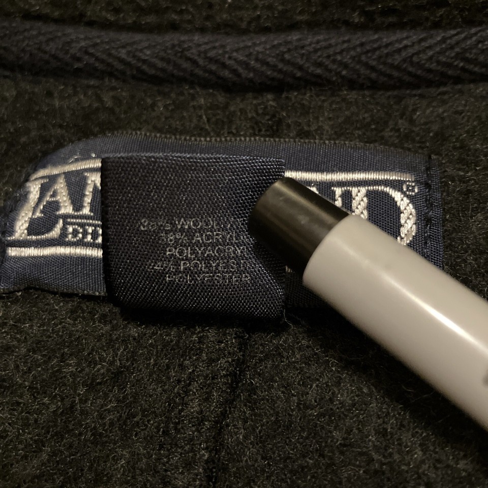 Land’s End Wool Blend Black Long Sleeve Open Bath Robe Mens Size Medium