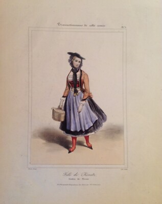 Schweiz '' Fille De Konitz '' Lithographie A Farben D Epoca.canton De Berne