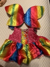 BAB Build a Bear multi color fairy princess dress With silky wings 2-piece