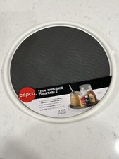 Copco Basics Non-Skid Pantry Cabinet Lazy Susan Turntable, 12-Inch, White/Gray