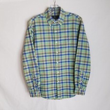 Polo Ralph Lauren Oxford Green Plaid Button Front L/S Shirt Mens Small H302P
