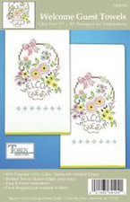 TOBIN HOME CRAFTS - WELCOME GUEST TOWELS STAMPED FOR EMBROIDERY - 1 PAIR