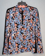 Tail Long Sleeve Stretch Shirt Women LARGE 1/4 Snap Pullover Multicolor Floral