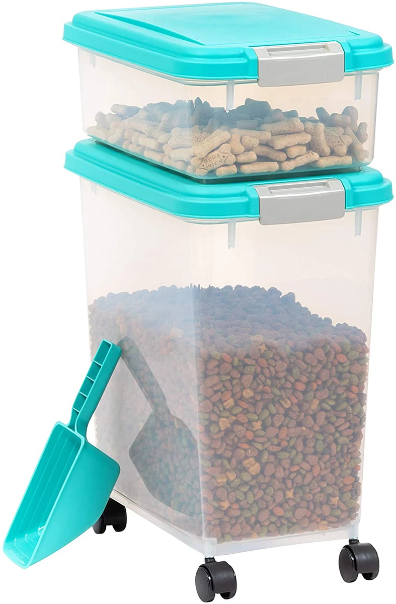 12 Qt. and 33 Qt. Airtight Pet Food Storage Combo with a Scoop in Gray