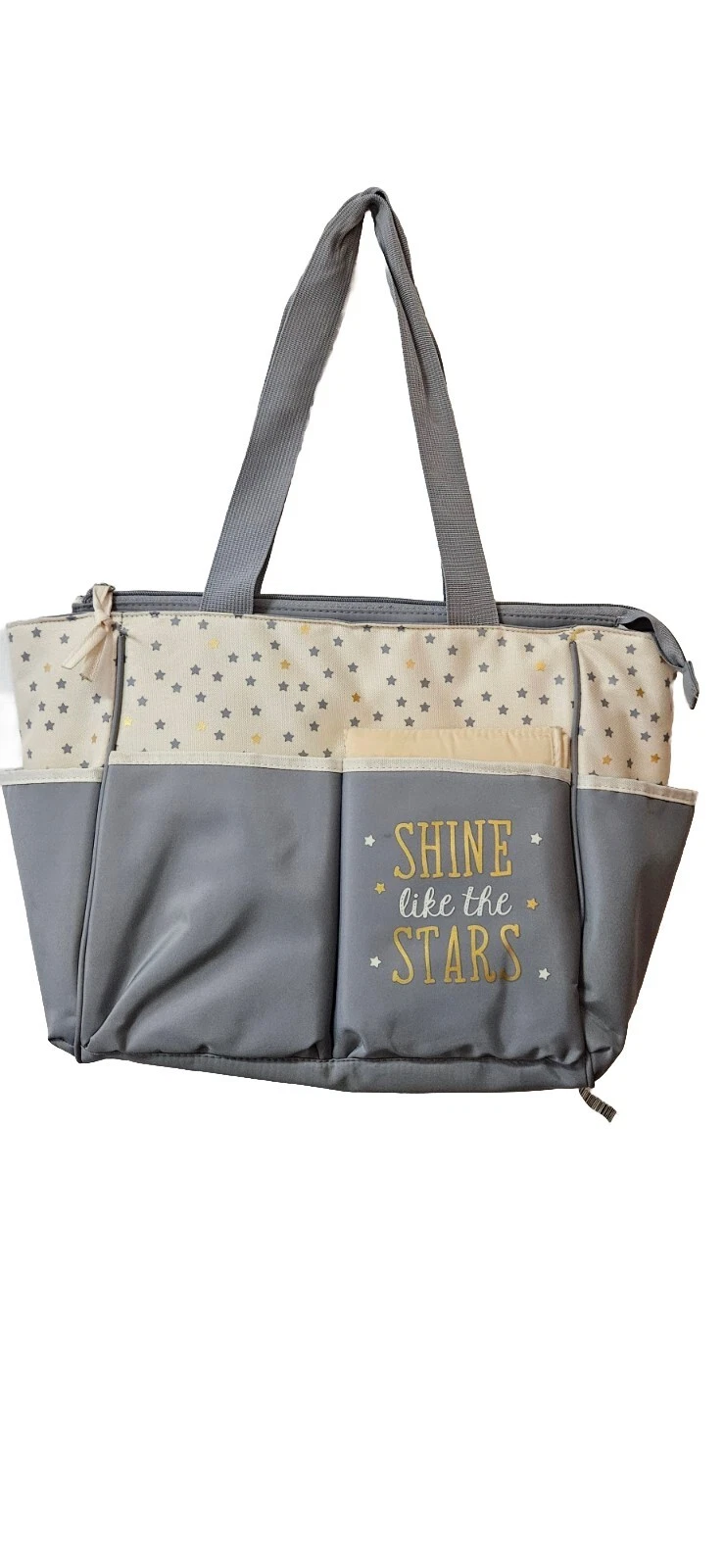 Jeep Grey/Cream Shoulder Straps Diaper Bag Unisex Large