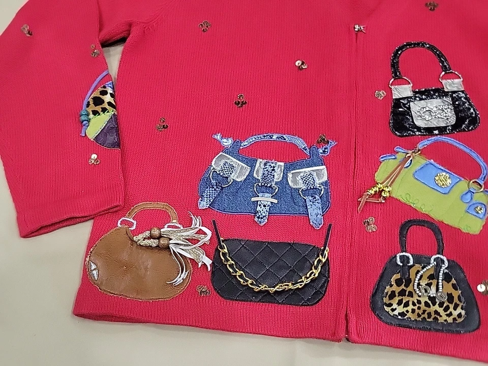 Opciones de diseño por Philip & Jane Gordon FANCY Bolsos de mano apliques suéter rojo talla M Foto 3 de 4