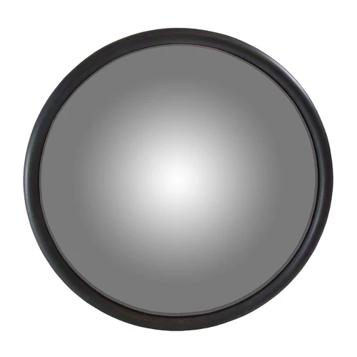Universal Black 6” Round Mirror, Convex w/ L-Bracket for Center Mounting