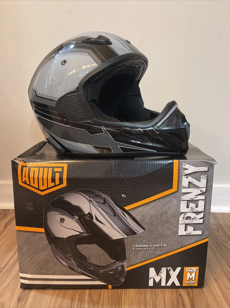 Frenzy MX 1 Black Grey Graphic Off Road Helmet Size Medium