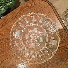Carnival 10 1/2" Deviled Egg Serving Platter, Clear Scalloped 