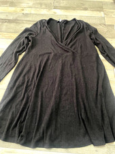 lovely ladies new look size 16 black fine knit ribbed maternity dress pregnancy