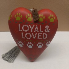 Art Heart Loyal  Loved Paw Print Dog Cat Pet Memorial Keepsake Ornament Decor