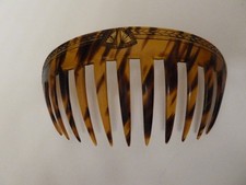 Antique/Art Deco Hair Comb Brown Celluloid/Golden Color Decoration
