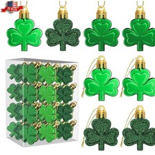 36 Pcs St. Patrick's Day Shamrock Ornaments - Green Clover Decorations