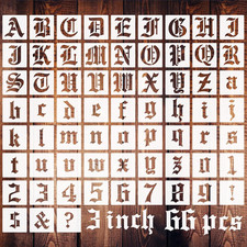3 Inch Calligraphy Letter Stencils for Painting, 66 PCS Old English Lettering St