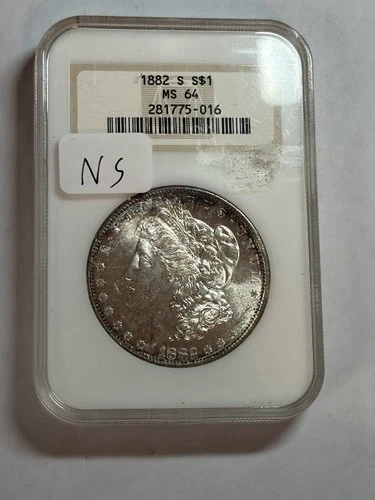 1882-S Morgan Silver Dollar NGC MS64 Old Fatty Holder
