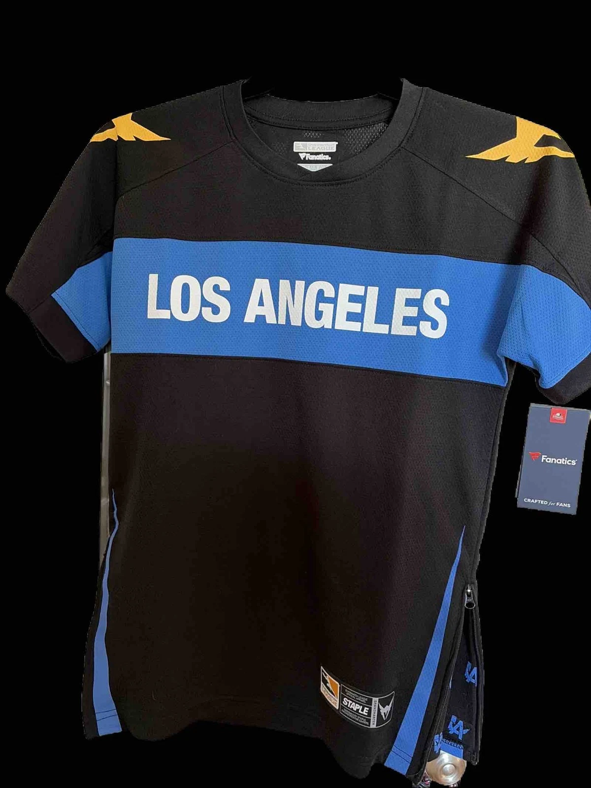 Overwatch League Los Angeles Valiant Fanatics Jersey Mens S Black Blue Side Zip