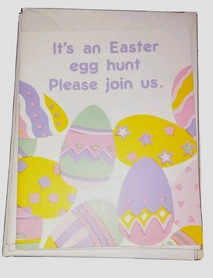 5 Easter Egg Hunt Paper Party Invitations w/ Envelopes A 4x5 inch Greeting Cards