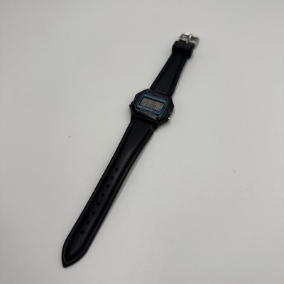 Casio Illuminator F-105 1572 Quartz Digital Alarm Chrono Watch Black Blue #2490