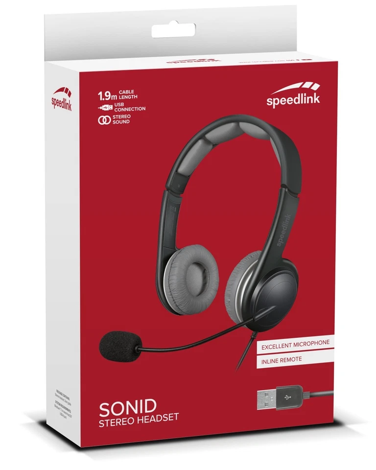 Speedlink USB Headset Kopfhörer mit Boom Mikrofon + Fernbedienung PC Notebook - Bild 4 von 4