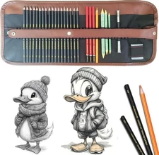 Sketching Pencil Set, Drawing Pen Charcoal Sketch Included Graphite Pencils, Cha