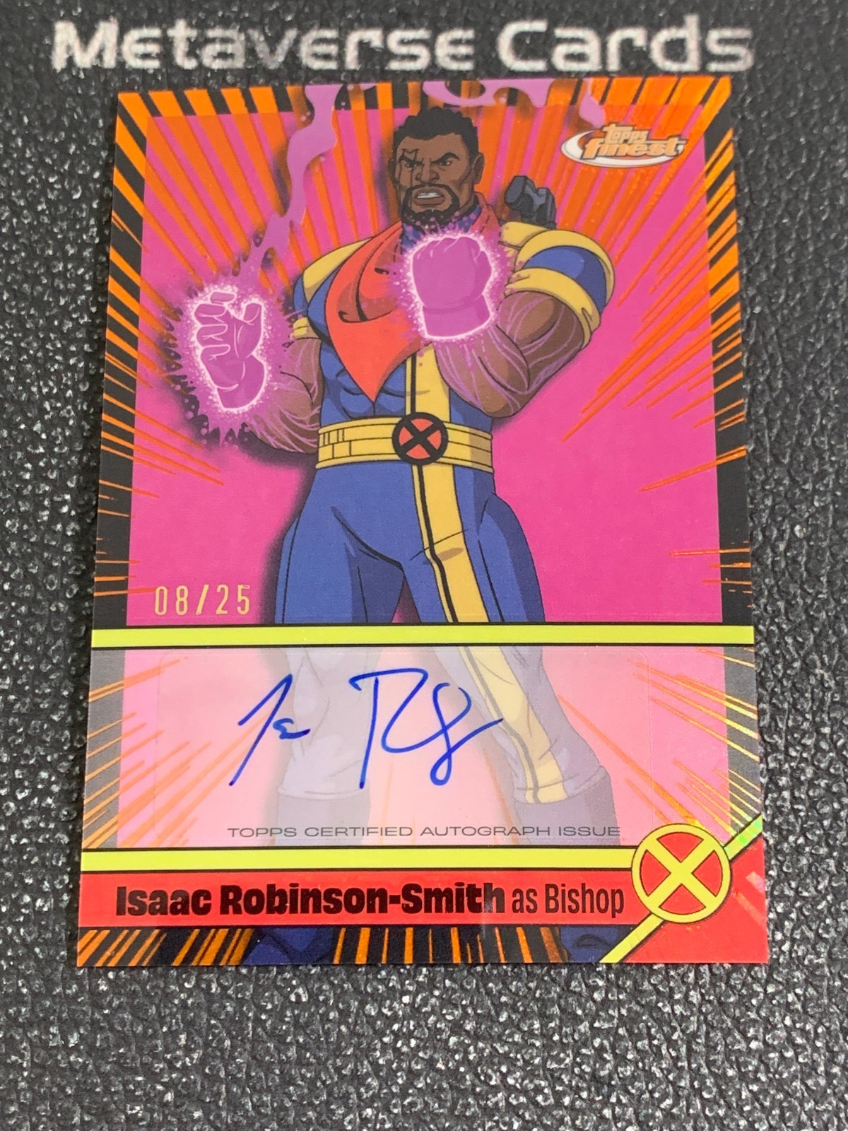 2025 Topps Finest X-Men '97 Isaac Robinson-Smith As Bishop Auto Orange /25