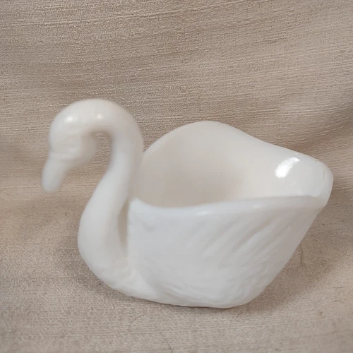 Vintage Milk Glass Swan Decorative Small Trinket Dish Sponge Tray Planter Bowl
