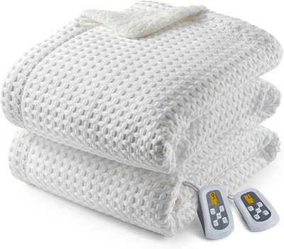 Cozy Queen Size Heated Blanket with Dual Control, Fast Heating & Washable