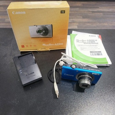 Canon PowerShot A2300 HD Blue 16MP Digital Camera Battery+Card + Charger Works