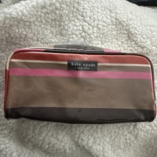 Kate Spade petite pochette rayée trousse de maquillage pochette cosmétique zippée