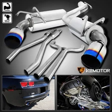 Fit 2010-2015 Chevy Camaro 3.6L V6 Burnt Tip Dual Catback Exhaust Muffler System