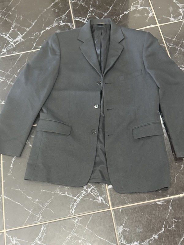 John Henry Black  Suit Jacket 40R Regular Fit Wool Poly Twill Lined