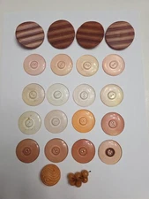 Lot of 27 Acrylic Sewing Buttons, Peach, Flat Disk, 2 Hole, Arts & Crafts