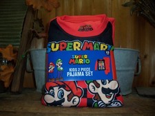 SUPER MARIO BROTHERS BOYS 2 PIECE PAJAMA SET SIZE XS 4-5 LONG SLEEVE SLEEPWEAR