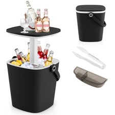 Portable Cooler Side Table 15L Wine Cooler 3-in-1 Outdoor Cocktail Drink Table