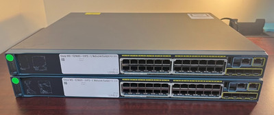 Lot of 2 Cisco WS-C2960S-24PS-L 24-Port PoE+ Gigabit Switch 370W 4x SFP