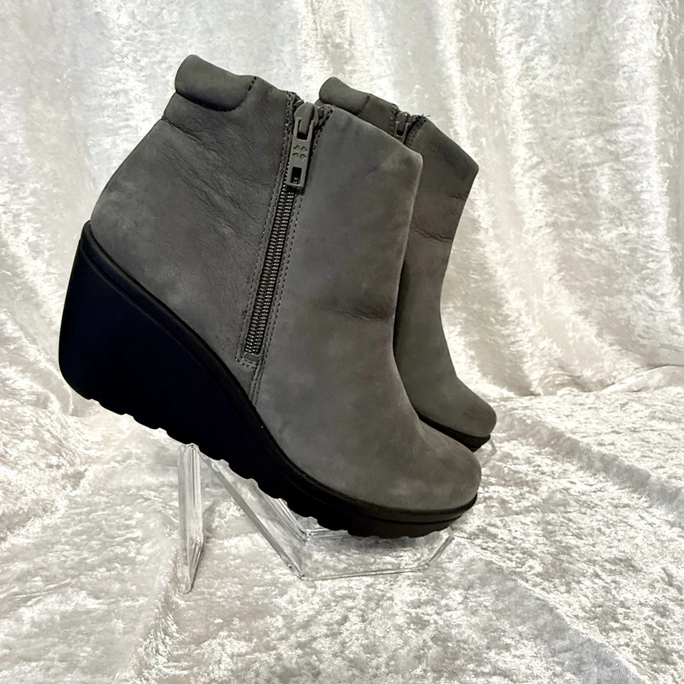Naturalizer Women's Quineta Leather Boot Booties Gray Wedge Comfort Size 9-W - Image 2 of 4