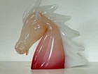 Murano Vintage Pink Alabastro Glass Horse Head Sculpture Italy Vintage MCM READ