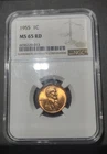 1955 Lincoln Cent Coin MS 65 Pcgs