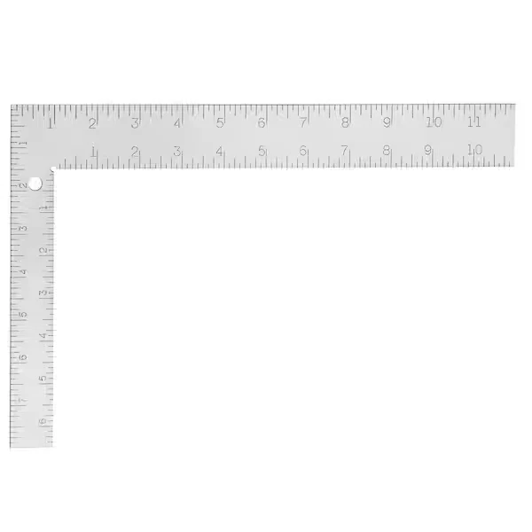 Quadrado de carpinteiro de aço 8" x 12" com graduações gravadas e acabamento durável - Imagem 3 de 4