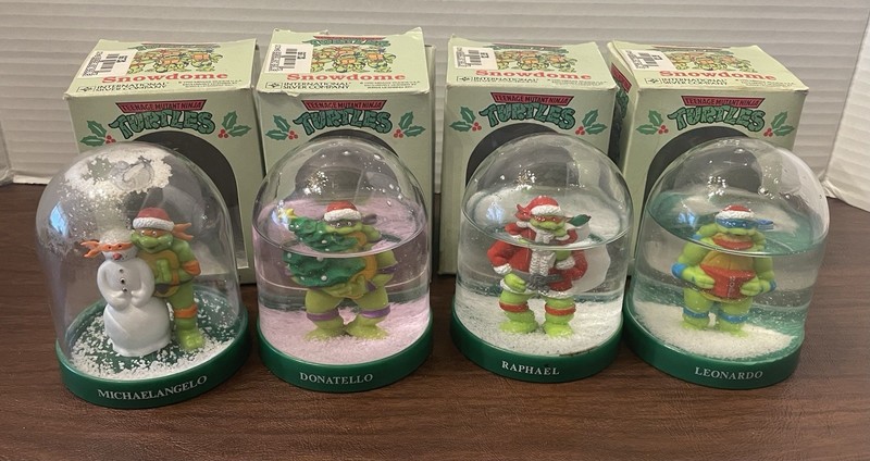 1990 Teenage Mutant Ninja Turtles TMNT Christmas Snow Dome LOT Globe BOX