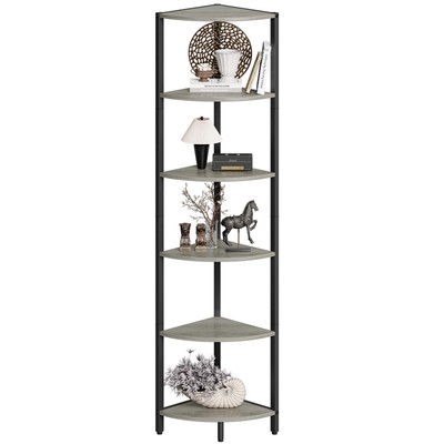 6 Tier Corner Shelf 63.1'' Tall Corner Shelves Stand Ladder Shelf Metal Standi...