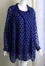 NWT CJ Banks Sz 2X Velvet Burnout Topper Jacket & Shell BLUE Electric