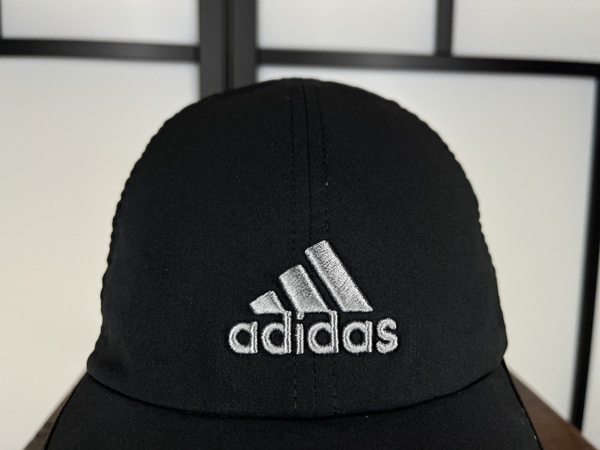 Adidas Hat Cap Strap Back Adult One Size Black Poly Blend Stretch